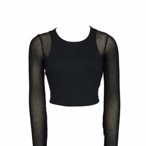 Forever 21 Black Sheer Long Sleeved Crop Top